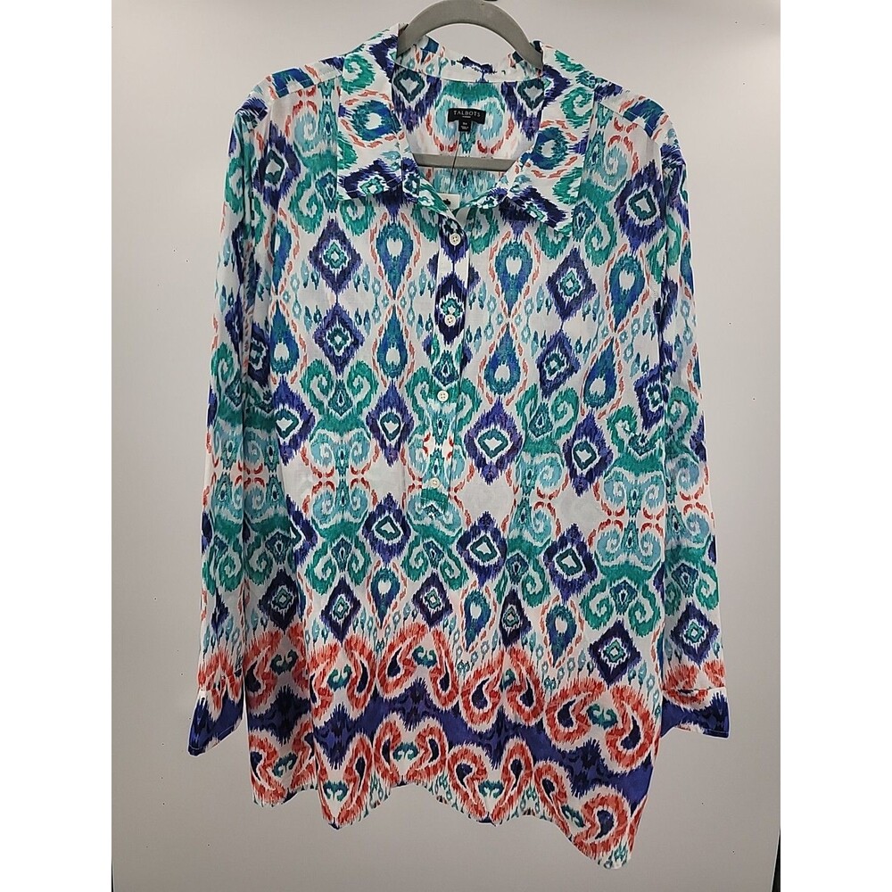 New Talbots Cotton Boho Shirt Sz 3X Indie Bohemian Beachy